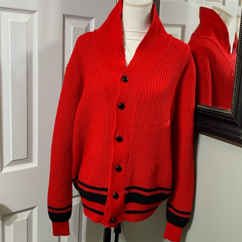 No brand sweater, red/black